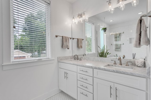 2806 Marlin Ave, Nashville, TN 37215 - full bath featuring double vanity, tile patterned flooring, and tiled shower