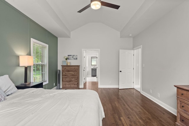 2386 Pleasant View Rd, Pleasant View, TN 37146 - bedroom with dark wood-type flooring, vaulted ceiling, and a ceiling fan