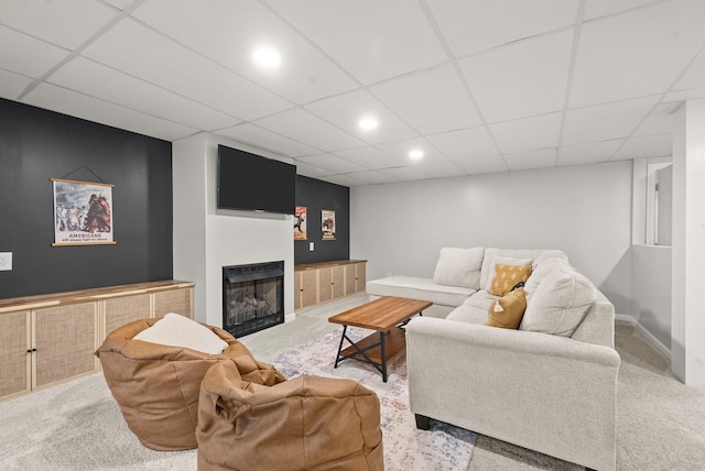 2386 Pleasant View Rd, Pleasant View, TN 37146 - living room with carpet flooring, recessed lighting, a fireplace, and a paneled ceiling