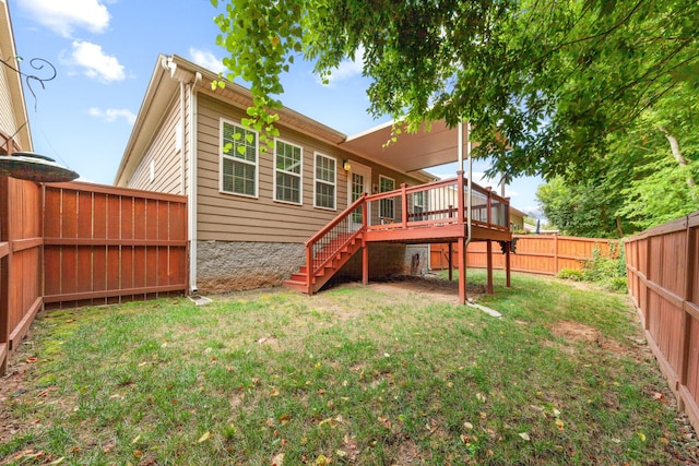 2438 Duxbury Dr, Columbia, TN 38401 - rear view of house featuring stairway, a fenced backyard, and a deck