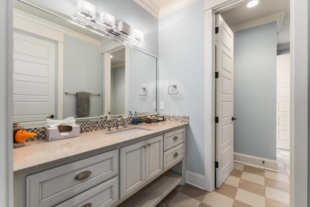 1727 Hillmont Dr, Nashville, TN 37215 - bathroom with tile patterned floors, vanity, and ornamental molding