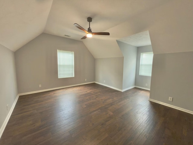 213 Ramsey Rd, Murfreesboro, TN 37127 - additional living space with plenty of natural light, ceiling fan, vaulted ceiling, and dark wood-type flooring