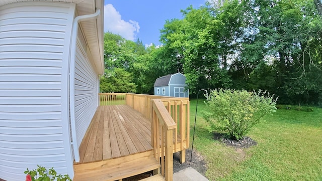 213 Ramsey Rd, Murfreesboro, TN 37127 - wooden deck with a shed, a yard, and view of scattered trees