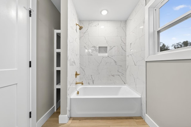 1263 N Sumner Rd, Bethpage, TN 37022 - full bathroom featuring shower / washtub combination, wood finished floors, and recessed lighting