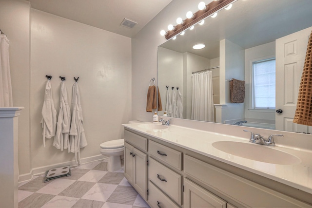 2808 Lafayette Dr, Thompsons Station, TN 37179 - full bath featuring double vanity, a shower with shower curtain, and tile patterned floors