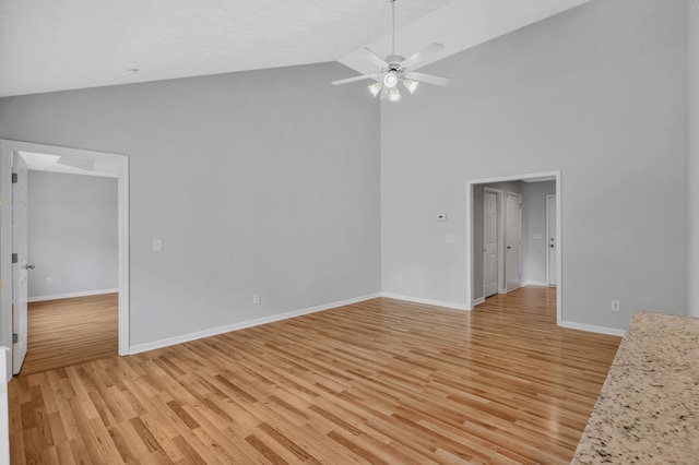 3313 Monoco Dr, Spring Hill, TN 37174 - unfurnished room featuring ceiling fan, high vaulted ceiling, and light wood-style flooring