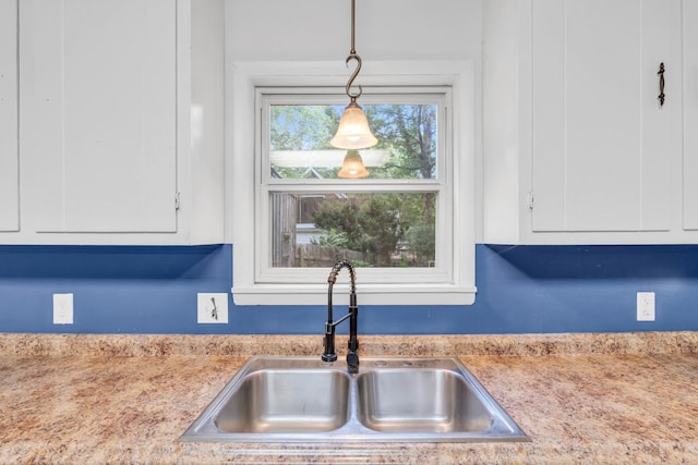 1811 Angel Ln, Signal Mountain, TN 37377 - kitchen with white cabinetry, light countertops, and decorative light fixtures