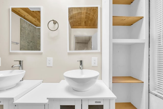 1811 Angel Ln, Signal Mountain, TN 37377 - full bathroom with double vanity and wood ceiling