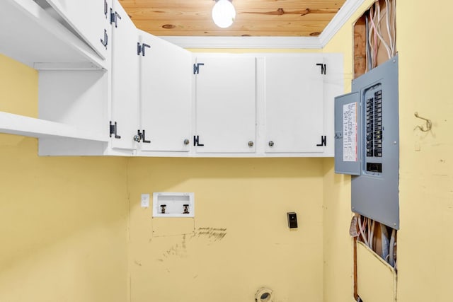 1811 Angel Ln, Signal Mountain, TN 37377 - washroom featuring cabinet space, electric panel, and hookup for a washing machine