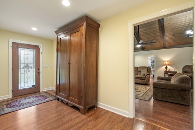 2680 Cedar Grove Rd, Lebanon, TN 37087 - foyer entrance with dark wood-style flooring, recessed lighting, and a ceiling fan