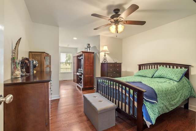 2680 Cedar Grove Rd, Lebanon, TN 37087 - bedroom featuring dark wood-style flooring, recessed lighting, and ceiling fan