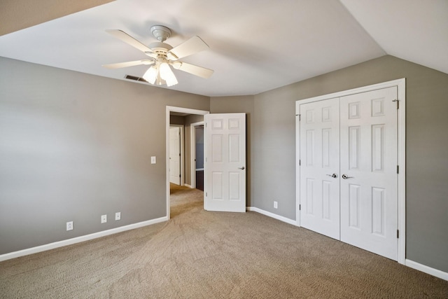 2707 Albany Ct, Murfreesboro, TN 37129 - unfurnished bedroom featuring carpet floors, a closet, ceiling fan, and lofted ceiling