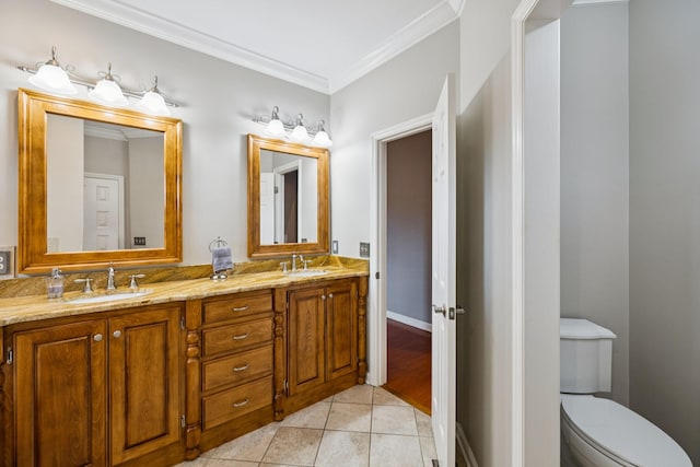 2707 Albany Ct, Murfreesboro, TN 37129 - bathroom with double vanity, ornamental molding, and tile patterned flooring