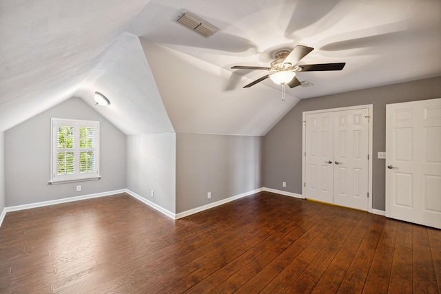 2707 Albany Ct, Murfreesboro, TN 37129 - additional living space featuring ceiling fan, lofted ceiling, and dark wood-style floors