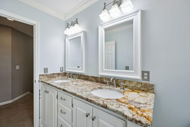 2707 Albany Ct, Murfreesboro, TN 37129 - bathroom with double vanity and crown molding