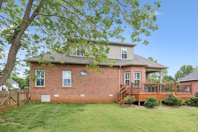 2707 Albany Ct, Murfreesboro, TN 37129 - back of house featuring brick siding, a wooden deck, a shingled roof, and crawl space
