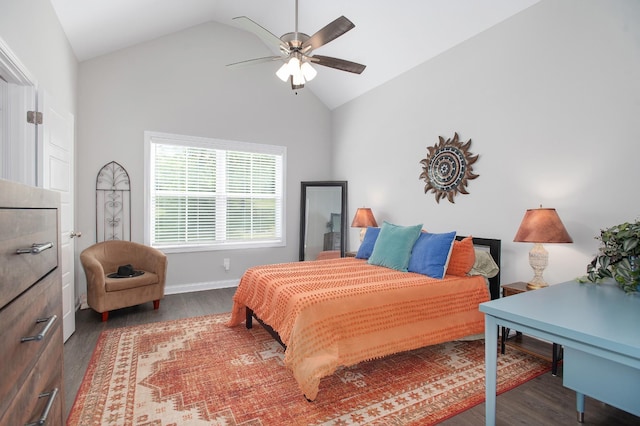 118 Colson Rd, Dover, TN 37058 - bedroom featuring wood finished floors, lofted ceiling, and a ceiling fan