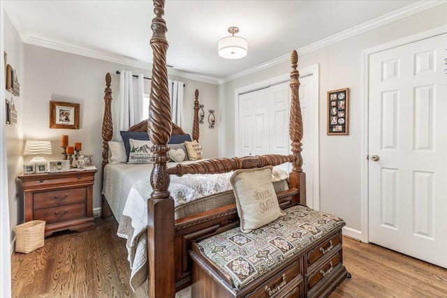 615 S Moore Rd, Chattanooga, TN 37412 - bedroom featuring wood finished floors, a closet, and ornamental molding
