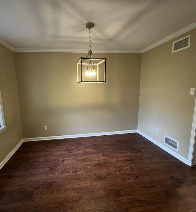 3084 Edgeware Rd S, Memphis, TN 38118 - unfurnished room featuring a chandelier, ornamental molding, and dark wood finished floors