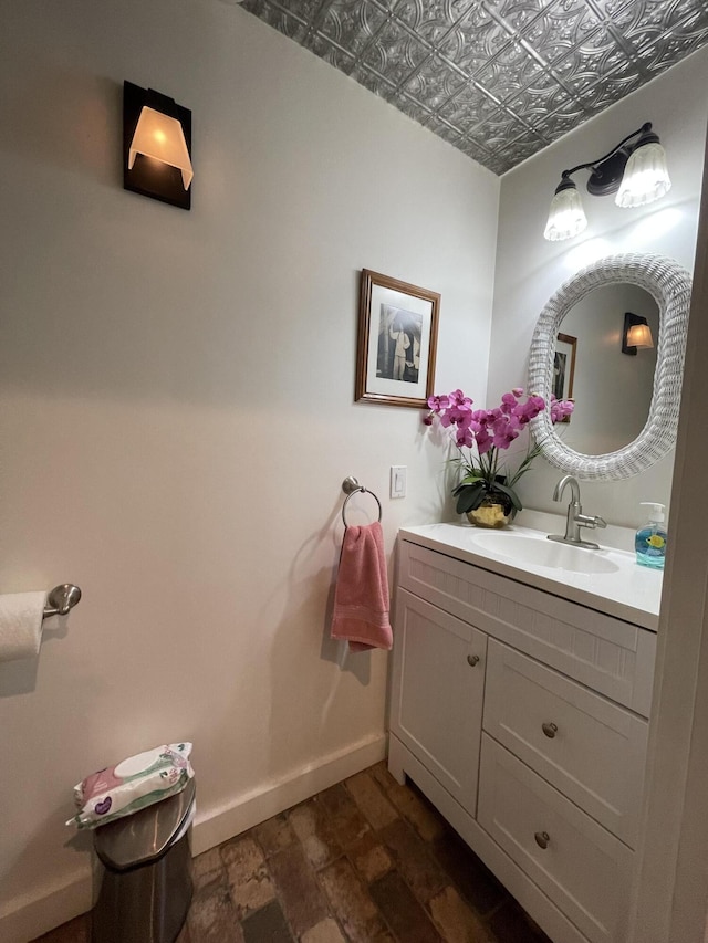 407 Cedar Rd, Pikeville, TN 37367 - bathroom with vanity and an ornate ceiling