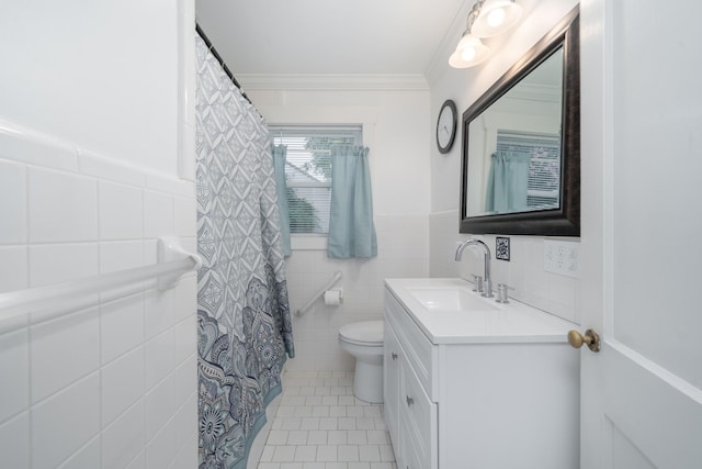400 7th Ave, Fayetteville, TN 37334 - full bathroom featuring tile walls, tile patterned floors, vanity, and ornamental molding