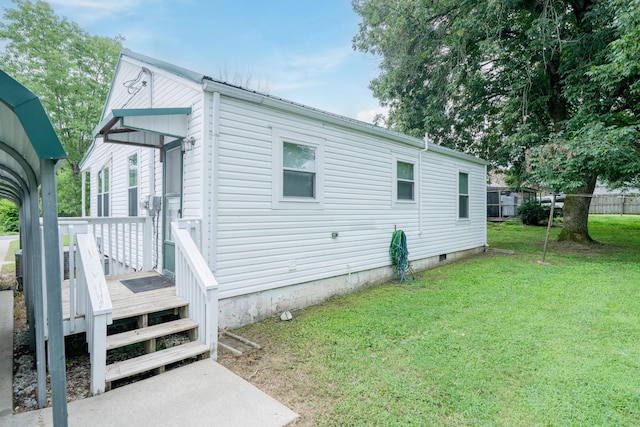 400 7th Ave, Fayetteville, TN 37334 - view of property exterior with a yard, a wooden deck, and crawl space