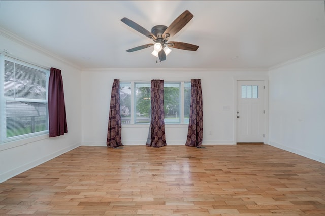 400 7th Ave, Fayetteville, TN 37334 - empty room featuring ornamental molding, light wood-style floors, and ceiling fan