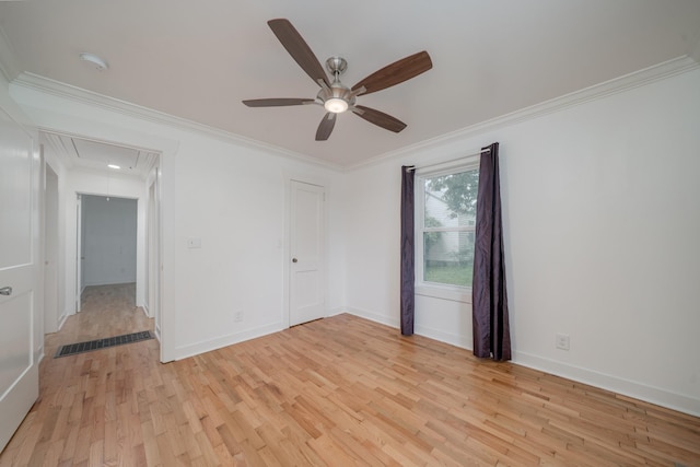 400 7th Ave, Fayetteville, TN 37334 - unfurnished room featuring attic access, ornamental molding, ceiling fan, and light wood-style flooring