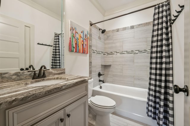 1111 Willow Springs Dr, Lebanon, TN 37087 - bathroom featuring vanity, shower / bath combination with curtain, and crown molding
