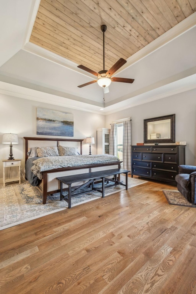 1111 Willow Springs Dr, Lebanon, TN 37087 - bedroom with a tray ceiling, wood ceiling, wood finished floors, and ornamental molding