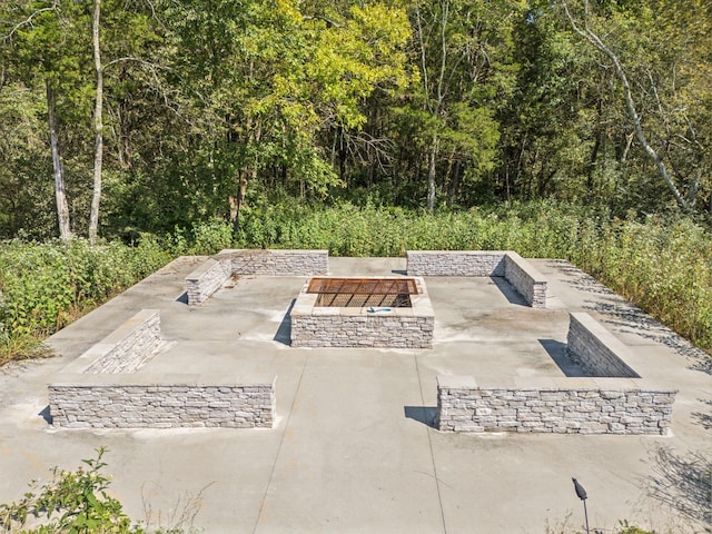 1111 Willow Springs Dr, Lebanon, TN 37087 - view of patio / terrace featuring an outdoor fire pit and a forest view