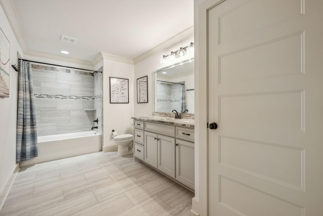 1111 Willow Springs Dr, Lebanon, TN 37087 - bathroom with ornamental molding, vanity, and shower / bath combo with shower curtain