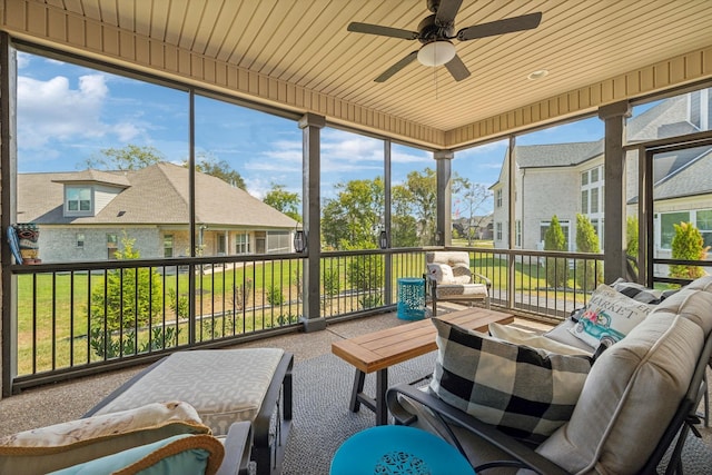 1111 Willow Springs Dr, Lebanon, TN 37087 - sunroom featuring ceiling fan and a residential view