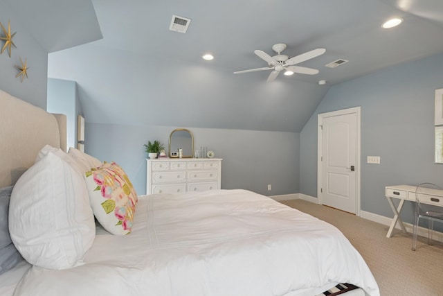 3 Annandale, Nashville, TN 37215 - bedroom featuring vaulted ceiling, carpet flooring, recessed lighting, and ceiling fan