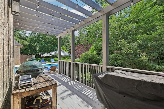 3 Annandale, Nashville, TN 37215 - wooden deck with a pergola, area for grilling, and view of scattered trees