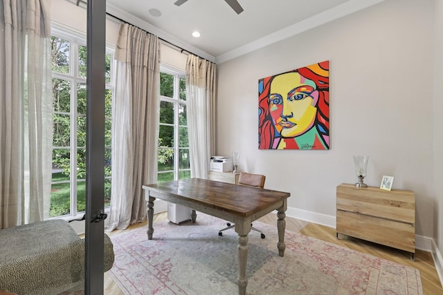 3 Annandale, Nashville, TN 37215 - home office with ceiling fan, recessed lighting, and light wood-style flooring