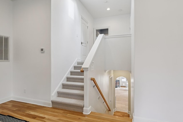 3 Annandale, Nashville, TN 37215 - stairs with arched walkways, wood finished floors, and recessed lighting