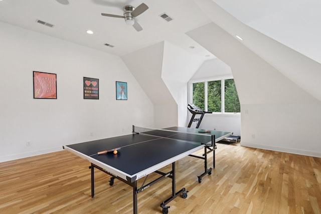 3 Annandale, Nashville, TN 37215 - rec room featuring light wood-style floors, a ceiling fan, recessed lighting, and vaulted ceiling
