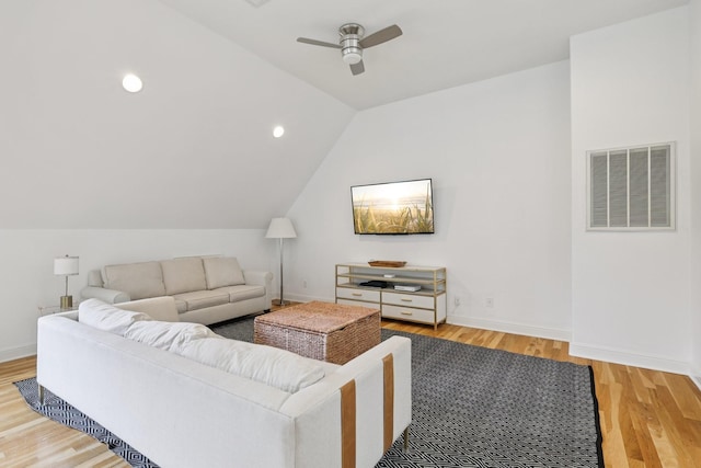 3 Annandale, Nashville, TN 37215 - living area featuring lofted ceiling, ceiling fan, wood finished floors, and recessed lighting