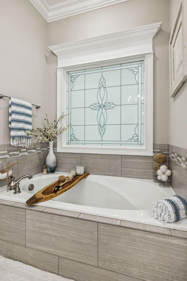 1808 Mosaic Trl, Murfreesboro, TN 37130 - bathroom with a bath and crown molding