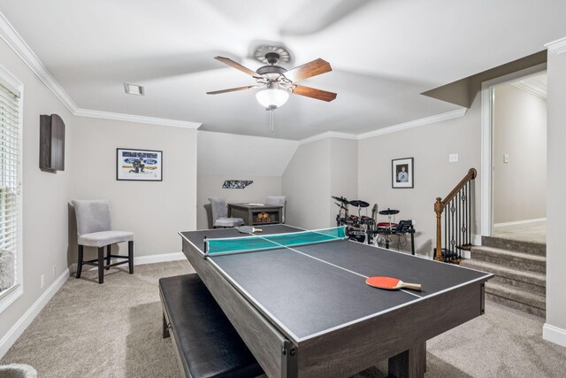 1808 Mosaic Trl, Murfreesboro, TN 37130 - playroom with carpet floors, ceiling fan, and ornamental molding