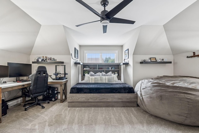 1808 Mosaic Trl, Murfreesboro, TN 37130 - bedroom featuring carpet flooring, lofted ceiling, an office area, and a ceiling fan