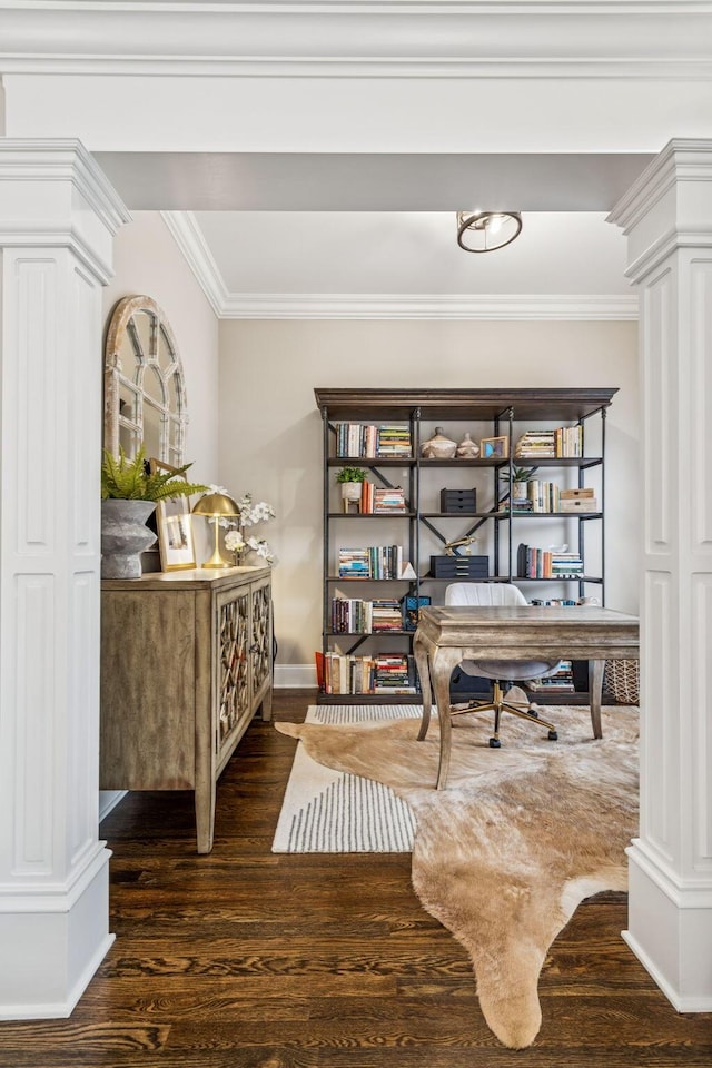 1808 Mosaic Trl, Murfreesboro, TN 37130 - office space featuring ornate columns, wood finished floors, and ornamental molding