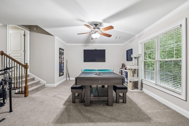 1808 Mosaic Trl, Murfreesboro, TN 37130 - playroom with healthy amount of natural light, a ceiling fan, carpet flooring, and ornamental molding
