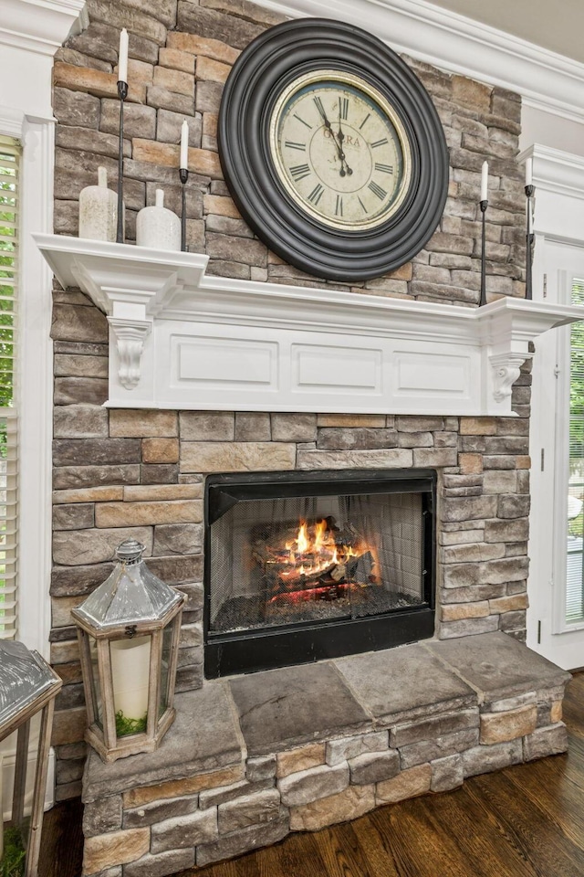 1808 Mosaic Trl, Murfreesboro, TN 37130 - detailed view of a fireplace, wood finished floors, and crown molding
