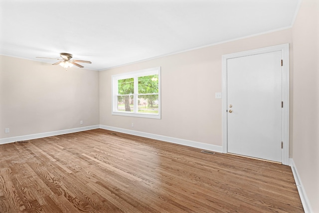 101 Arnold Ln, Murfreesboro, TN 37127 - spare room featuring ceiling fan, wood finished floors, and ornamental molding