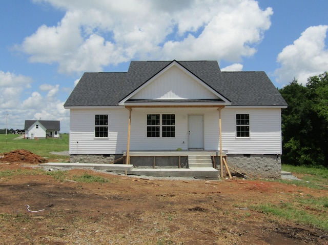 3863 Rivy Way, Lewisburg, TN 37091 - view of front of house with crawl space, a shingled roof, and covered porch
