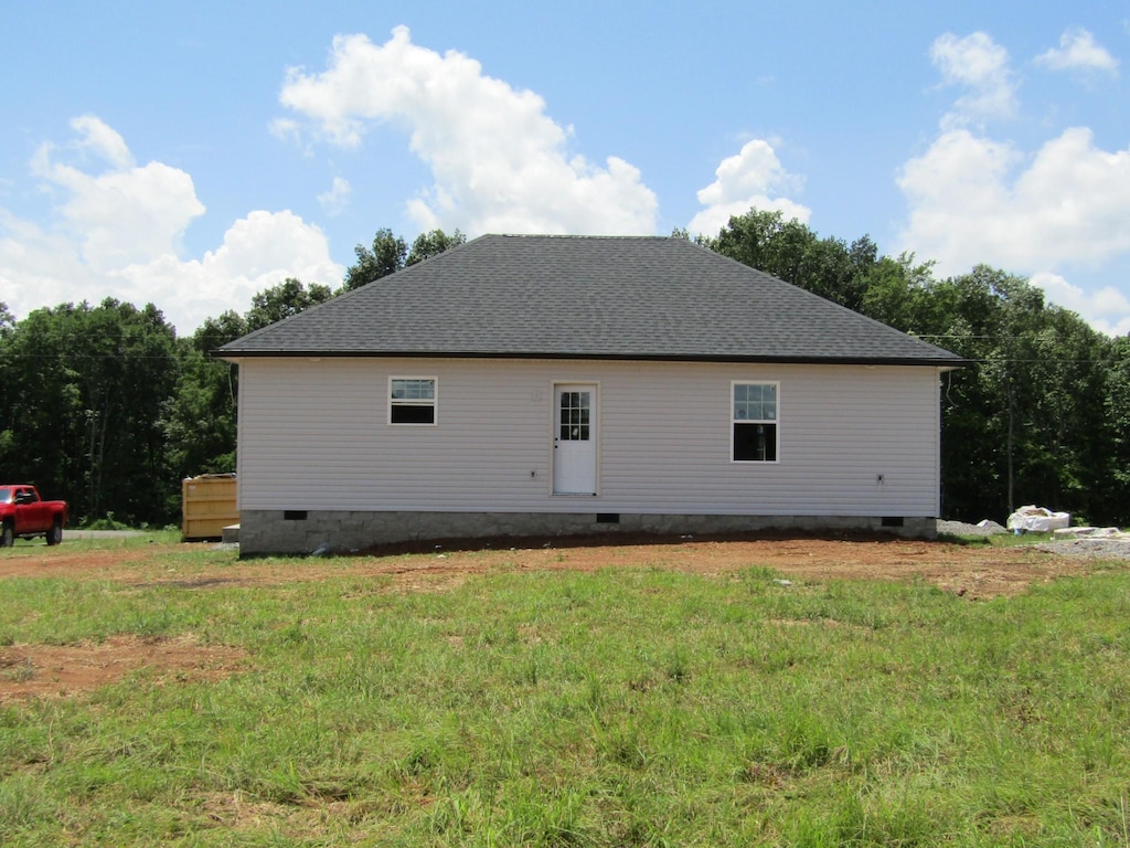 3867 Rivy Way, Lewisburg, TN 37091 - back of house with crawl space and roof with shingles