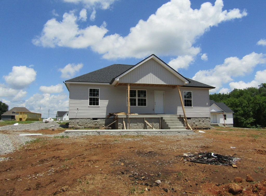 3867 Rivy Way, Lewisburg, TN 37091 - back of house featuring covered porch, crawl space, and a shingled roof