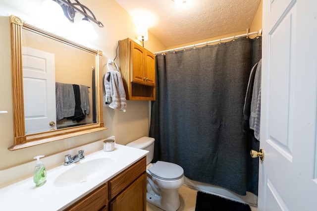 841 Marble Top Rd, Chickamauga, GA 30707 - bathroom with vanity, a textured ceiling, and curtained shower